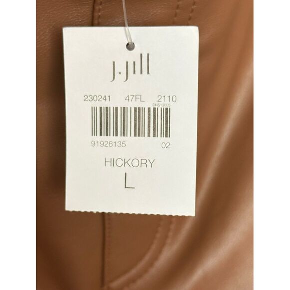 J.Jill Faux Leather Pull-On Pants Hickory Brown Size Large NWT - Picture 6 of 8